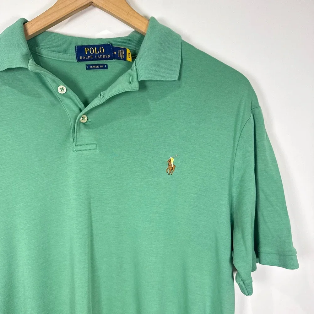 Polo Ralph Lauren Polo Shirt Mens M Green Pony Logo Preppy Ivy League Cotton